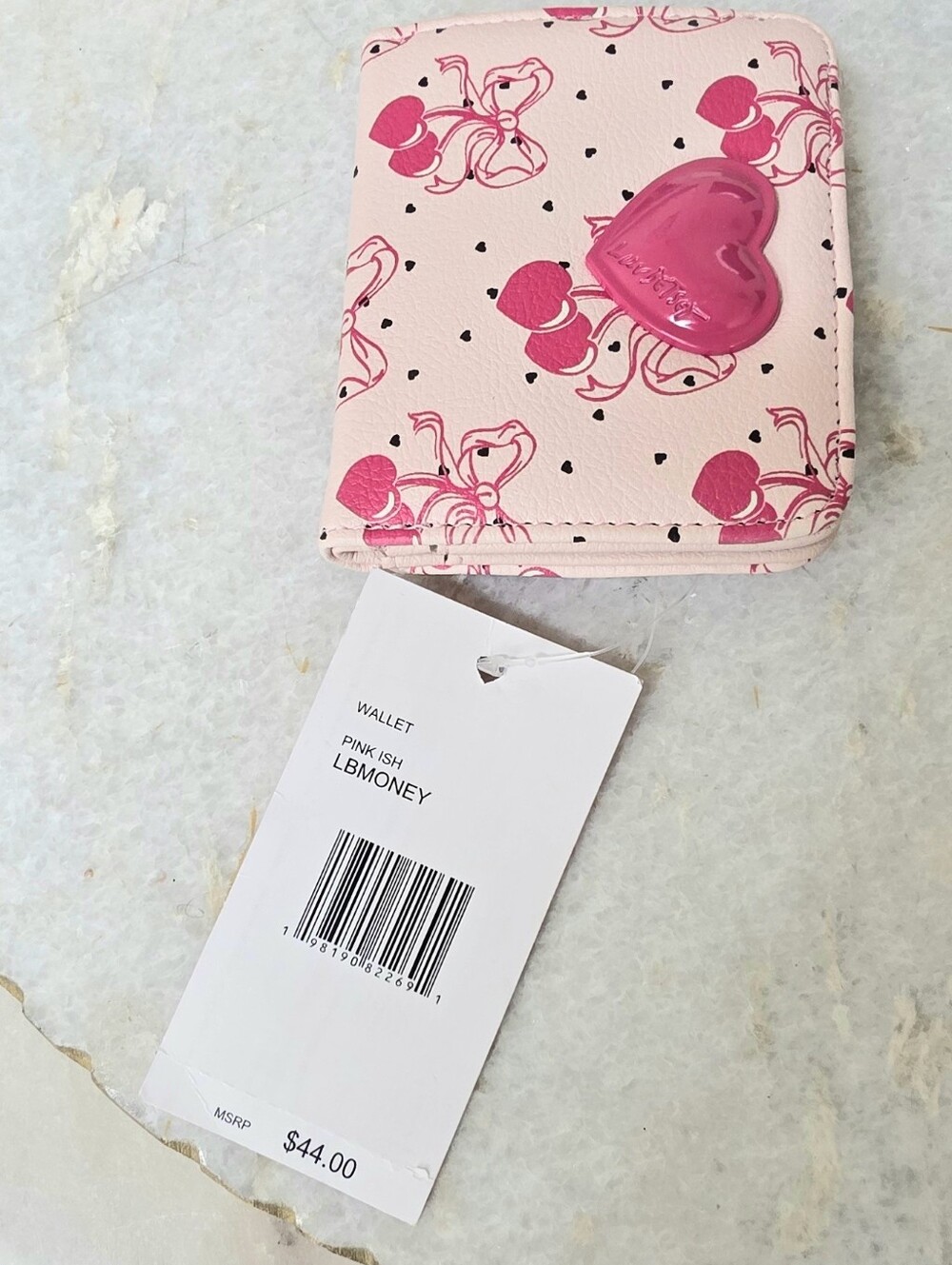 Luv Betsey by Betsey Johnson LBMONEY Pink Cherry Bow Heart Bifold Wallet NWT - Picture 2 of 4